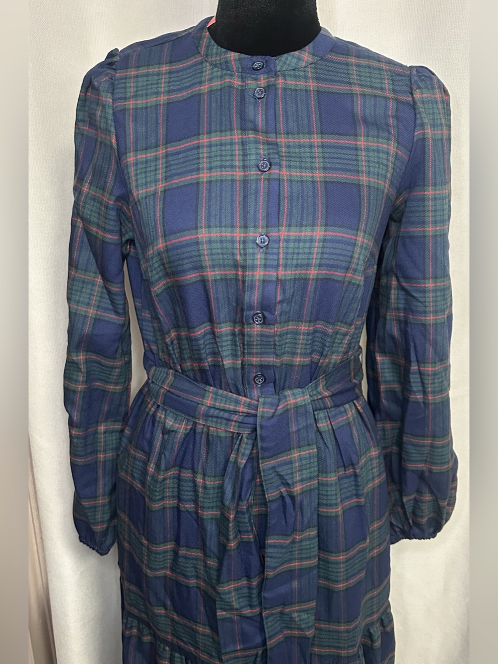 Plaid Long Sleeve Maxi Dress